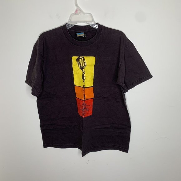 Frozen Munky Mens XL Black Microphone Musical Roots Short Sleeve Shirt - Picture 1 of 6